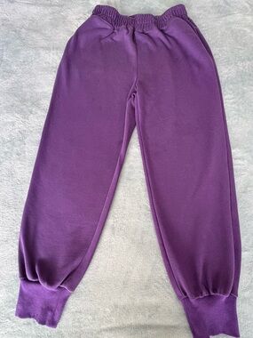 Yovela Purple Jogger Sweatpants Size L Elastic Waist Cuffed Ankle